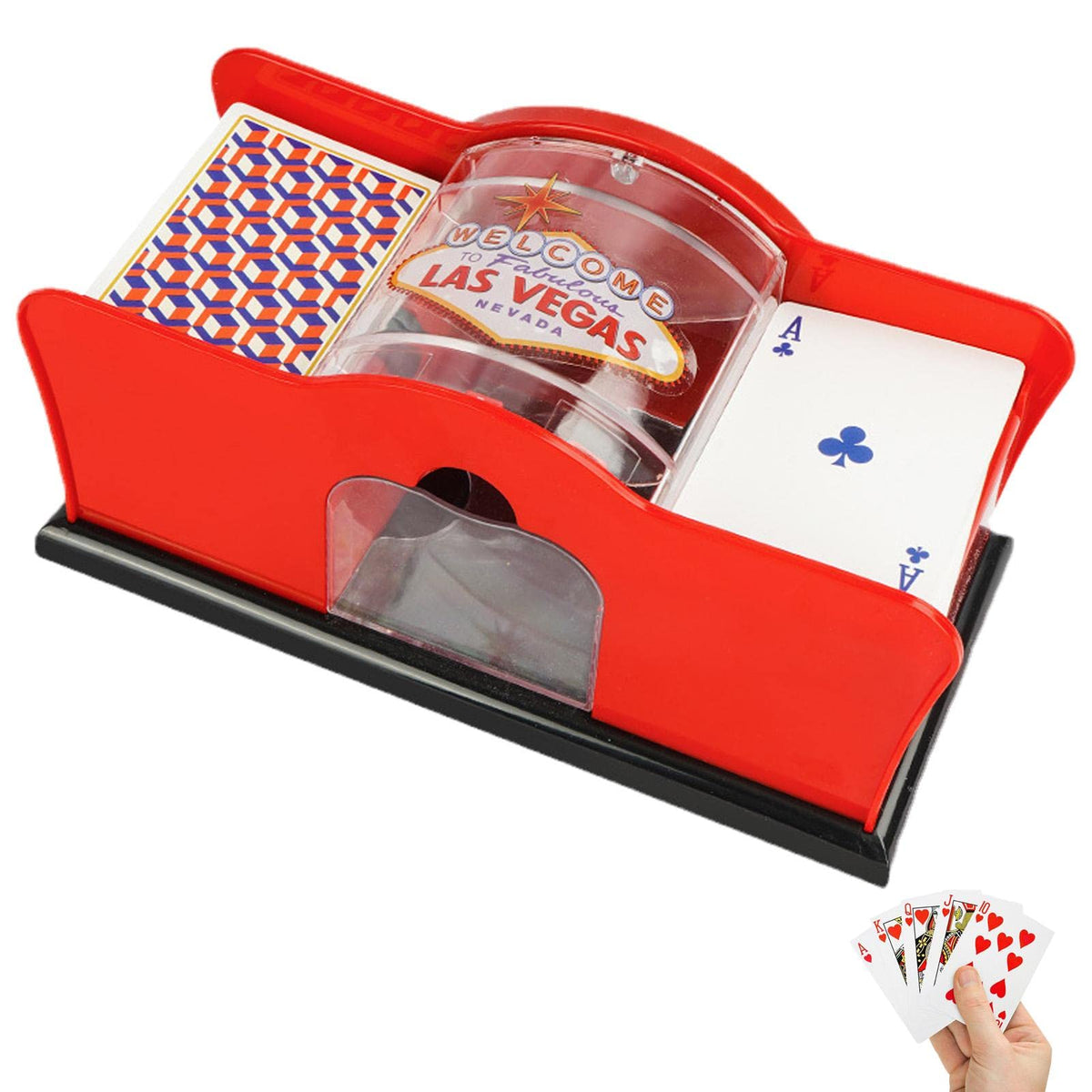 Hand-Cranked 2-Deck Playing-Card Shuffler