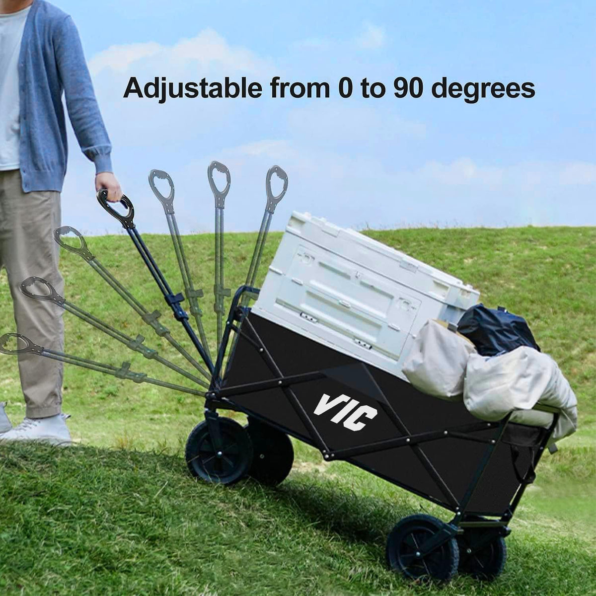 L4 Heavy-Duty Collapsible Utility Wagon with Side Pocket