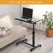 Black Mobile Tilting Overbed Laptop Table with Wheels