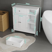 White Freestanding Storage Cabinet with Drawer & Shelves