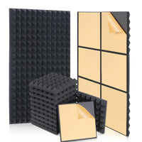 30 × 30 × 5 cm Self-Adhesive Pyramid Acoustic Panels – 24 Pack