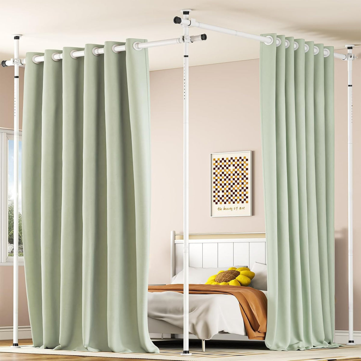 No-Drill Tension Room-Divider Curtain Rod – 6 Options