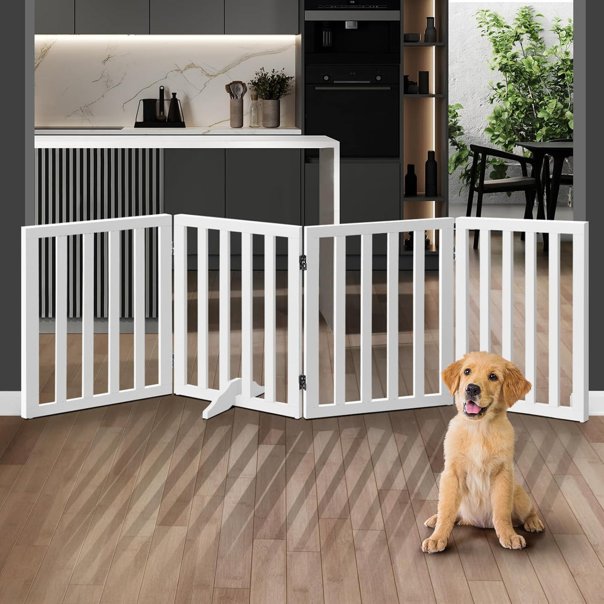 Freestanding Foldable MDF Pet Gate – 3 Sizes, White or Grey