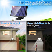 Solar Security Lights Outdoor Motion Sensor, 168LED Motion Sensor Lights Outdoor with IR Remote, Separate Solar Panel, 4 Modes Solar Garden Lights Outdoor for Shed Yard Fence Garage Door