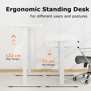 Electric Standing Desk, 120 x 60 cm Sit Stand Home Office Desk with 3 Memory Height Settings, Height Adjustable Computer Desk with 2 Hanging Hooks & Cable Management