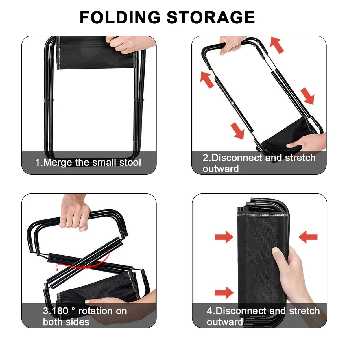 Compact 600D Folding Camping Stool with Carry Bag