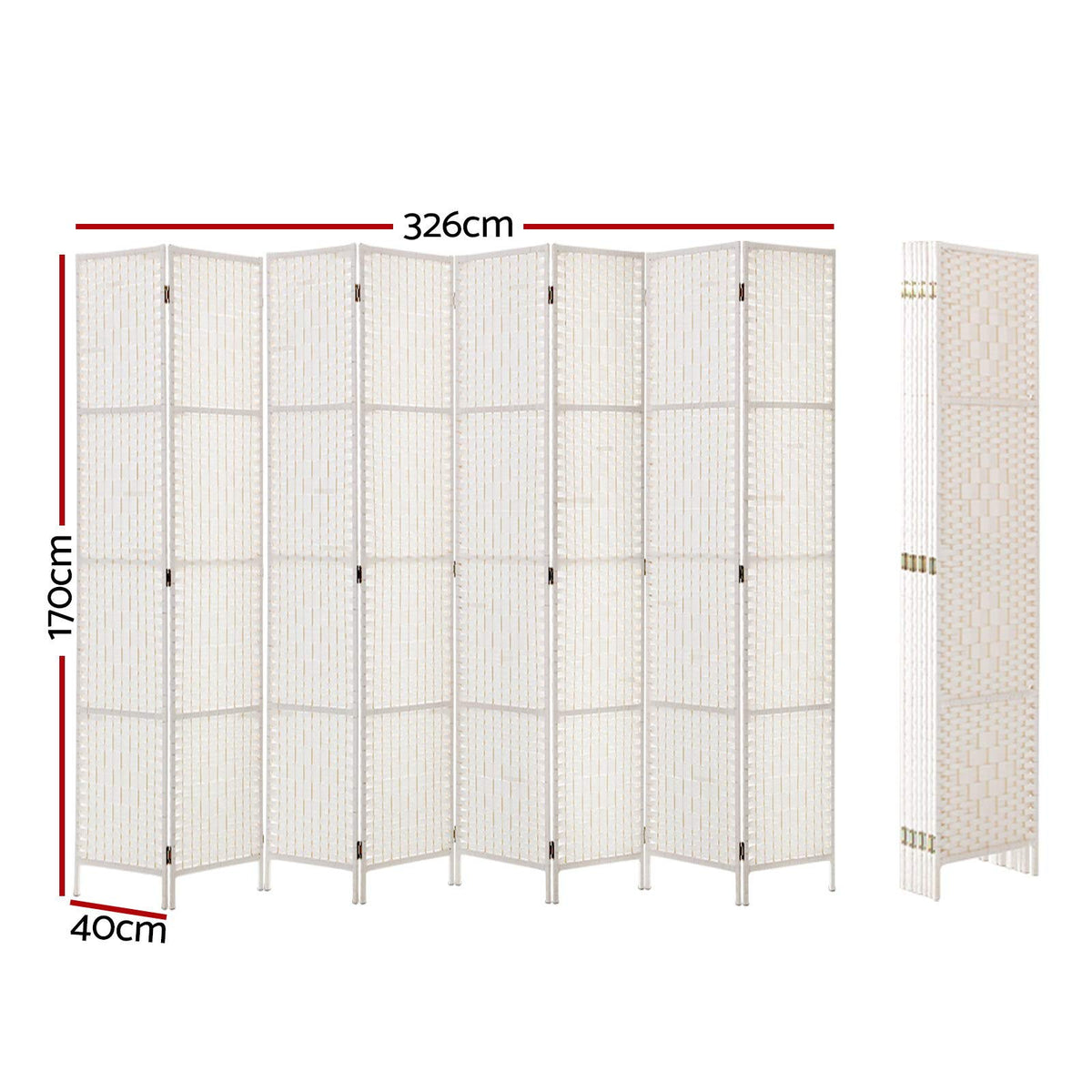 8-Panel White Pine & Woven-Paper Folding Room Divider