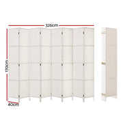 8-Panel White Pine & Woven-Paper Folding Room Divider