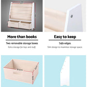 Kids Bookshelf, 4 Tiers Storage Book Shelf Bookshelves Corner Wall Toy Bookcase Rotating Display Shelves Home Living Room Bedroom Kindergarten Furniture, Safe Rounded Edges White