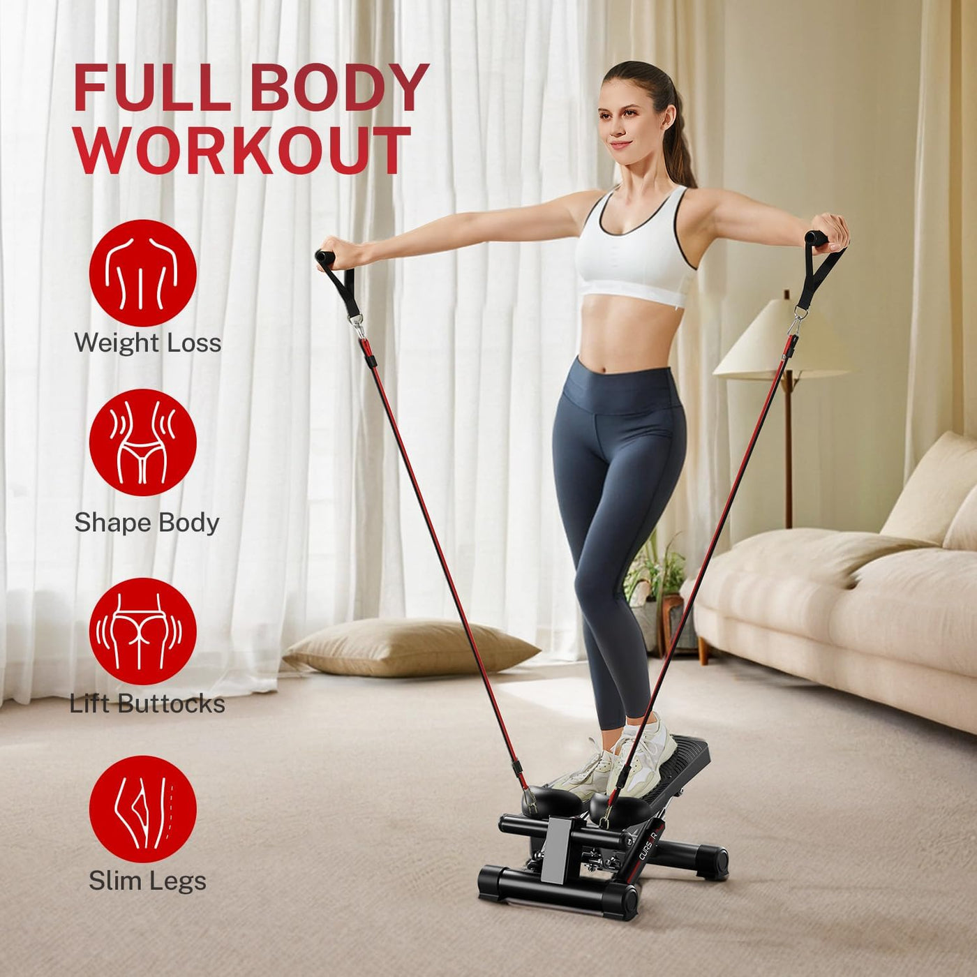 Mini Stepper with Dual Resistance Bands – 136 kg