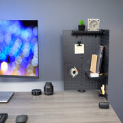 61 × 51 cm Black Clamp-On Steel Desk Pegboard & Privacy Panel