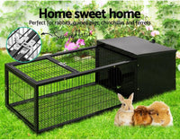 Metal Rabbit Hutch & Small Animal Enclosure with Slide-Out Tray 120cm