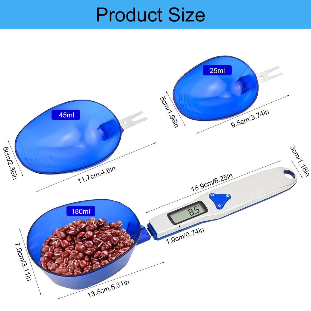 Digital Measuring Spoon Scale with 3 Scoops – 500 g × 0.1 g