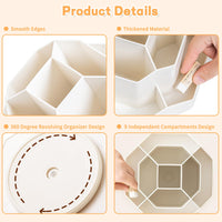 White 9-Compartment 360° Rotating Pen Organiser