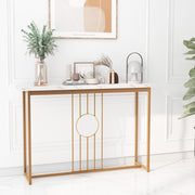 120 cm Faux-Marble Console Table with Gold Frame
