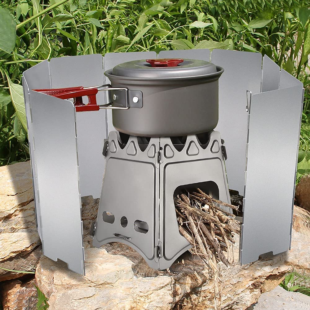 10-Panel Folding Aluminium Camping-Stove Windscreen