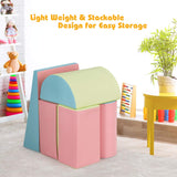 Kids Crawl & Climb Foam Play Set, 5-Piece Kids Foam Block Interactive Playset for Climbing, Crawling, Sliding, Lightweight Foam Shapes for Toddlers in Home, Kindergarten, Playroom (Pink)