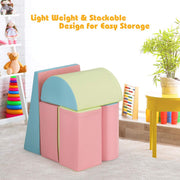 Kids Crawl & Climb Foam Play Set, 5-Piece Kids Foam Block Interactive Playset for Climbing, Crawling, Sliding, Lightweight Foam Shapes for Toddlers in Home, Kindergarten, Playroom (Pink)