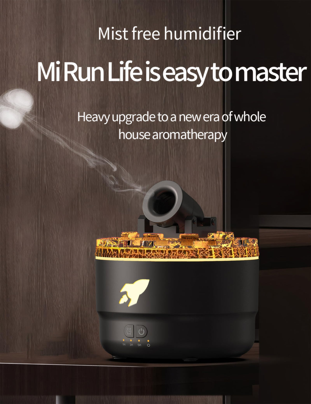 Cannon Blast Cloud Humidifier Vapor Aroma Desktop Portable Air Mist LED Diffuser for Bedroom (black)