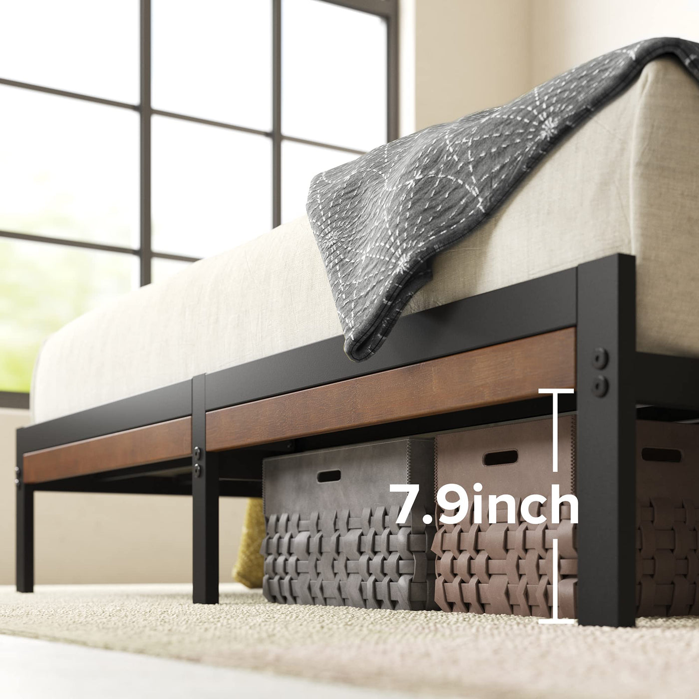 Zinus Kai Bamboo & Steel Queen Platform Bed – Brown