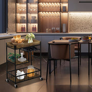 3-Tier Rustic Bar Cart with Removable Serving Tray