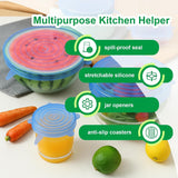 Silicone Stretch Lids 6 Pack Reusable Food Covers in Blue | Airtight & Leakproof Seal, Flexible Silicone, Fits Bowls & Containers, Kitchen Storage, Fits Fruits