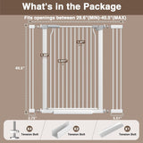41" Extra Tall Baby Gate for Doorways and Stairs No Drill, Adjustable 29.9-40.9'' Auto Close Dog Gate Indoor, Pressure Mounted Walk Through Swing Wide Pet Gate, Tall Cat Gate with Expansion Kit, White