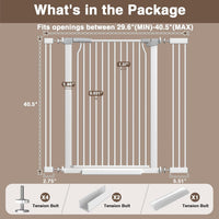 41" Extra Tall Baby Gate for Doorways and Stairs No Drill, Adjustable 29.9-40.9'' Auto Close Dog Gate Indoor, Pressure Mounted Walk Through Swing Wide Pet Gate, Tall Cat Gate with Expansion Kit, White