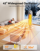 Micomlan Portable Space Heater 2000W, 3-Mode PTC Ceramic Fast Heating Tower Heater with Remote, 12H Timer & Tip-Over Protection, Oscillating Electric Heater for Bedroom, Office, Living & Large Room