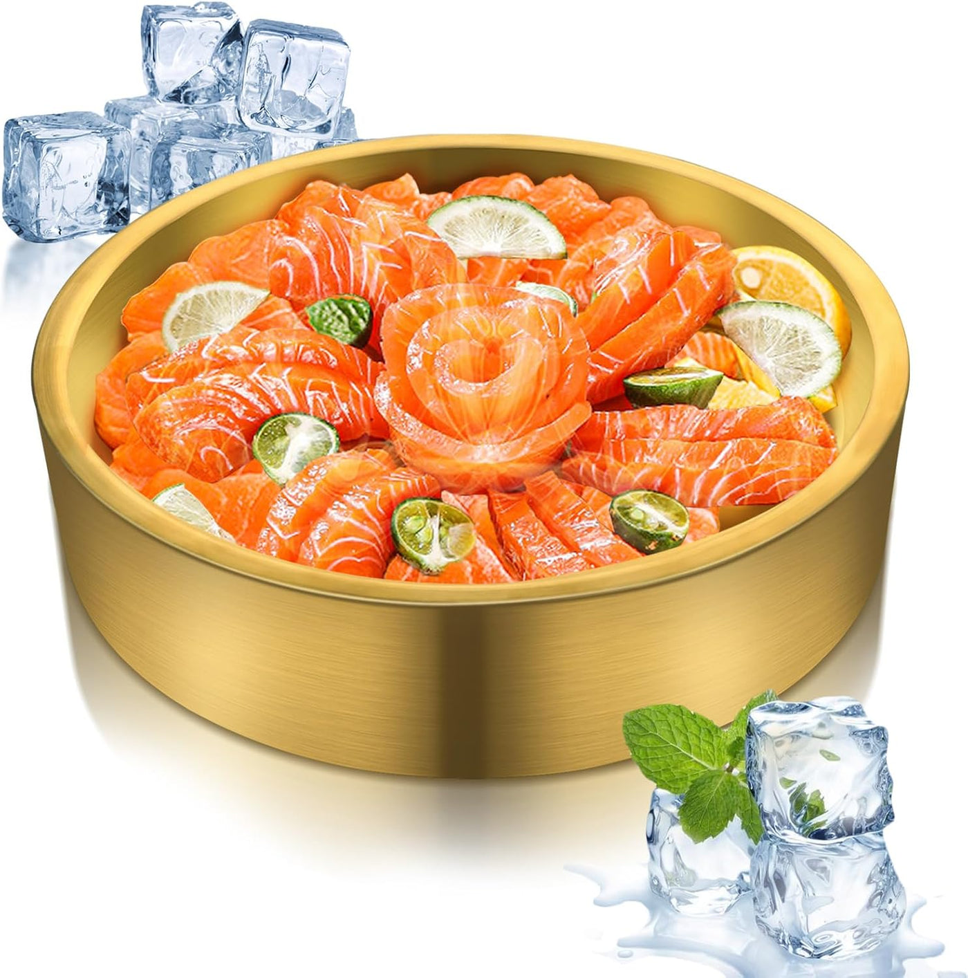 28 cm Gold Stainless-Steel Chilled Serving Tray