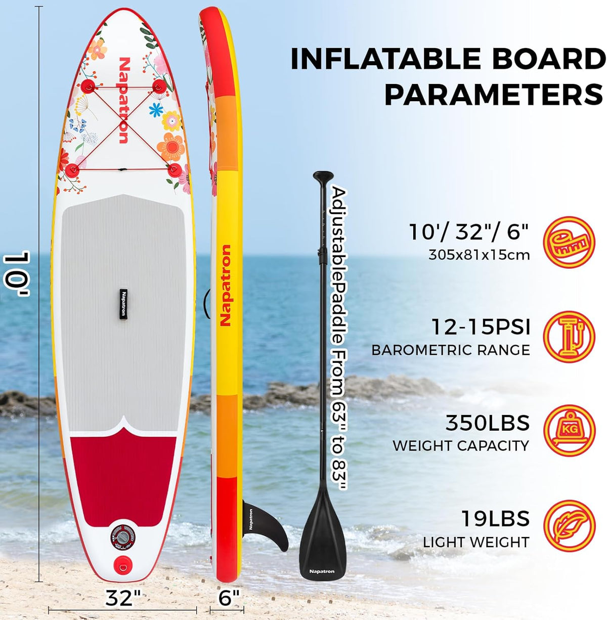 10' Inflatable Paddle Board, 32'' Widened Design Paddle Board, Premium Paddleboard,sup Accessories, Sunscreen Cover, Fast Pump, Suitable Paddle Boards for Youth and Adults