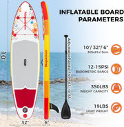 10' Inflatable Paddle Board, 32'' Widened Design Paddle Board, Premium Paddleboard,sup Accessories, Sunscreen Cover, Fast Pump, Suitable Paddle Boards for Youth and Adults
