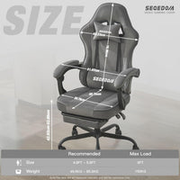 segedom Gaming Chair Technology Fabric Computer Chair with Pocket Spring Cushion, Comfortable Ergonomic Gamer Chair for Adults, Massage Game Chair with Footrest,Reclining Chair, Home,Office,Teens,Grey
