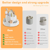 White 9-Compartment 360° Rotating Pen Organiser