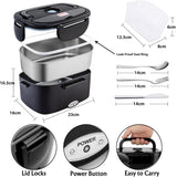 Electric Lunch Box, Food Heater Portable Warmer Leakproof Heated Box, 220V AU Socket, Heating Microwave for Car/Home with 1.5L Removable Stainless Steel Container with Spoon,Fork,Knife & Napkin,Bag