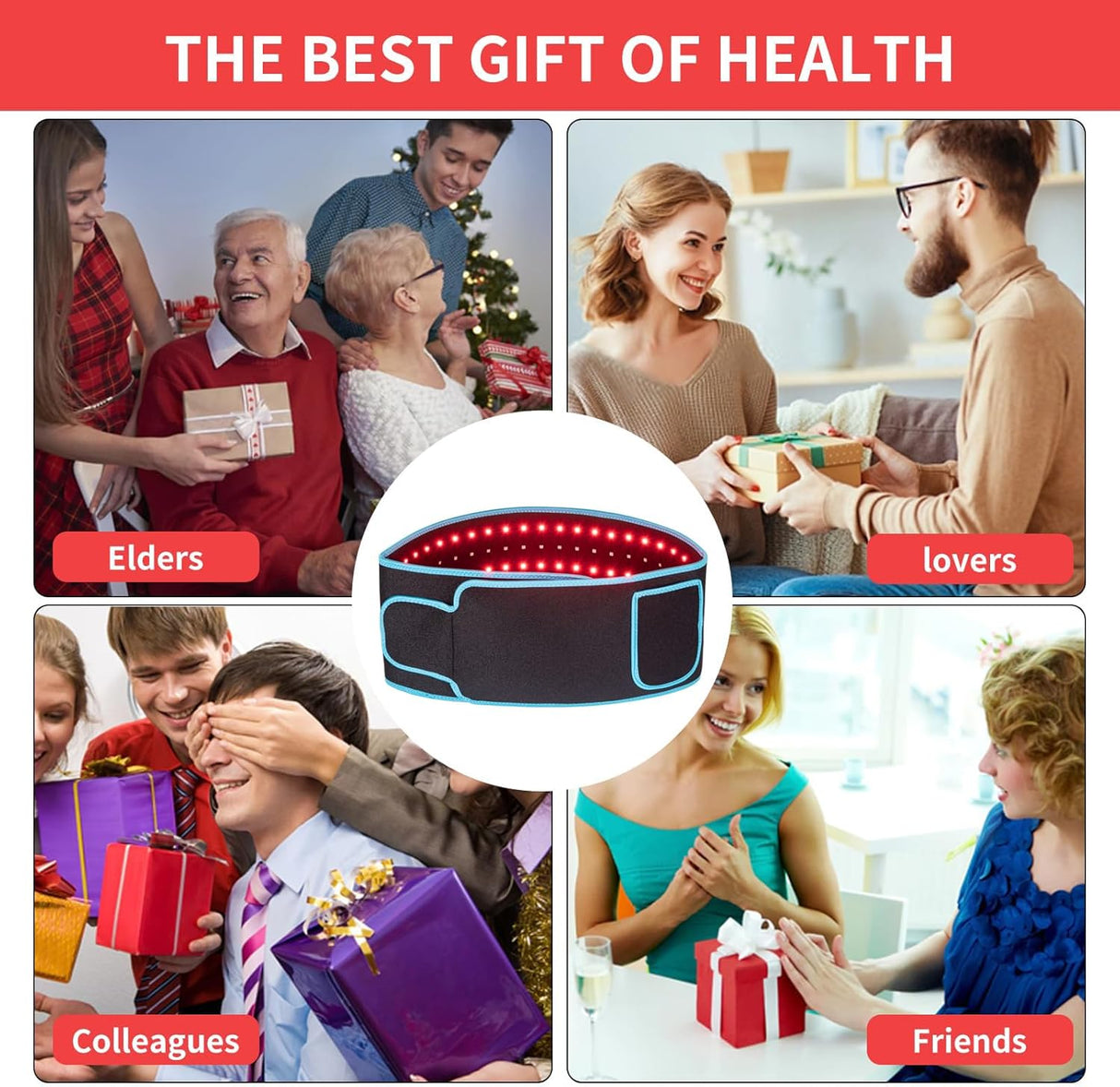 KitchEss Red Light Belt, Infrared Red Light Pad for Body, Near Infrared Light Lamp for Waist Thighs Shoulder Back Muscle Adjustable & Portable for Office/Home Use, Large Size 120cm Length