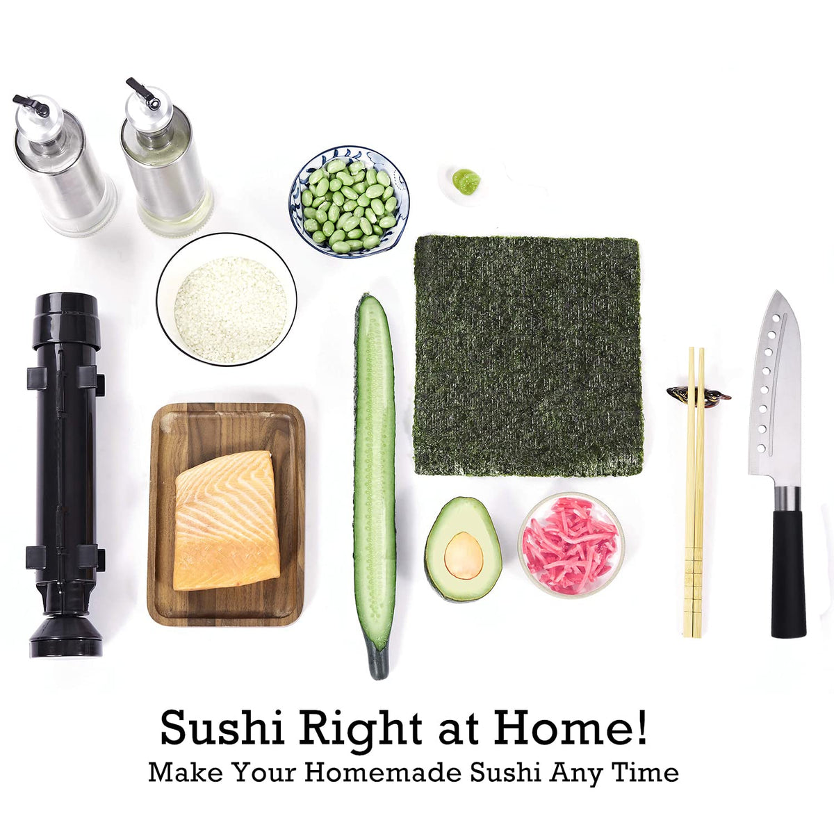 All-in-One Sushi-Making Kit with Bazooka, Mats & Knife
