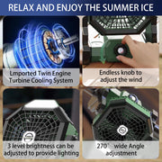 7800 mAh Rechargeable Camping Fan with LED Lantern – Green