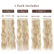 20-Inch Wavy Clip-In Hair Extensions – 4-Piece Blonde Highlight Set