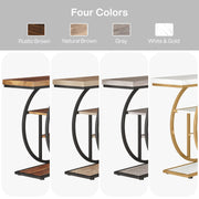 105 cm 4-Tier Industrial Console Table – White & Gold