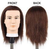 Male Mannequin Head with 100% Human Hair Haircut Training Head with Thick Hair Hairdresser Manikin Head Doll Head for Hair Styling and Practice Handsome Face Adult Head Size (8-10Inch 3B#)