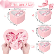 4-Piece Nesting Heart Gift Box Set with Clear Lids & Ribbons