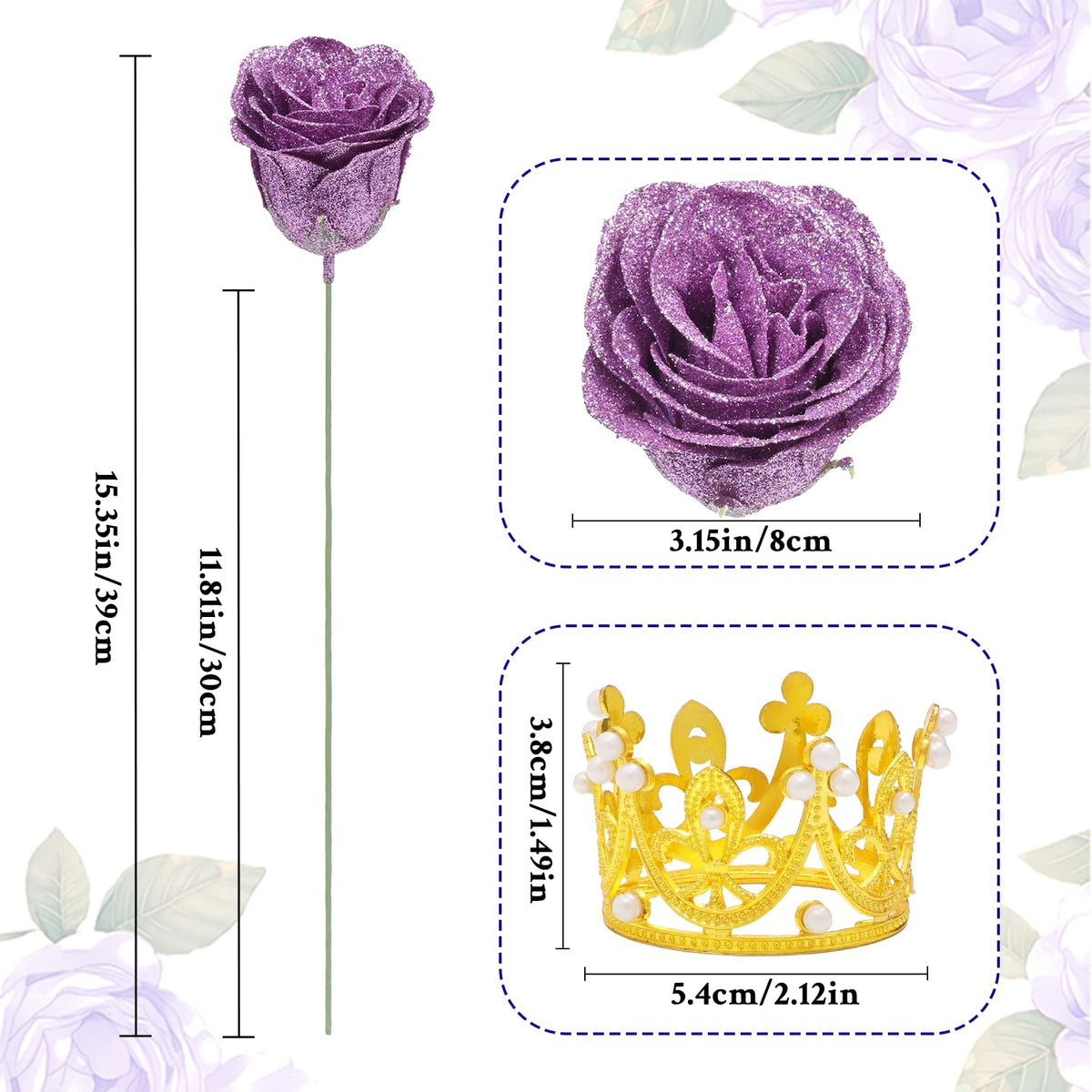 DIY Glitter Rose Bouquet Kit – 24 Artificial Roses