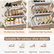 4-Tier Foldable Shoe Rack – 10–12 Pairs, Brown