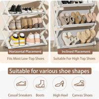 4-Tier Foldable Shoe Rack – 10–12 Pairs, Brown