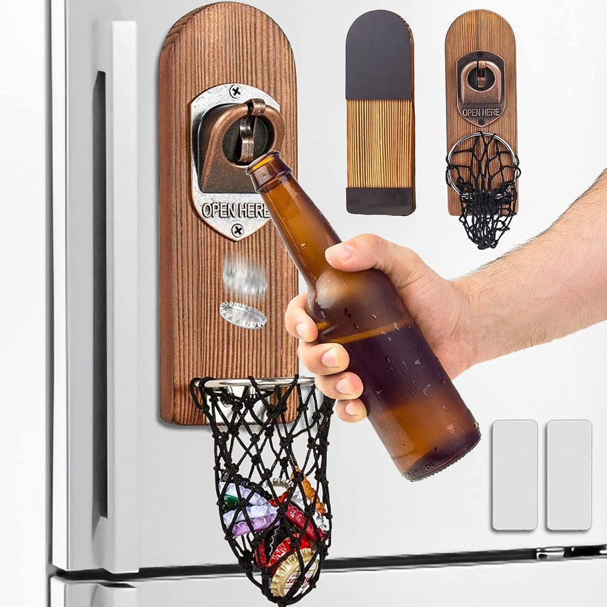 Magnetic Football Wall Bottle Opener with Cap Net