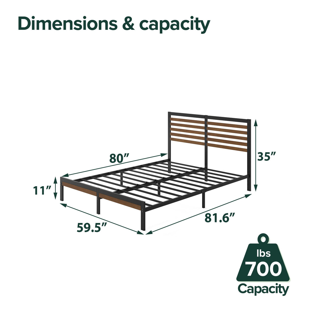Zinus Kai Bed Frame, Queen, Brown