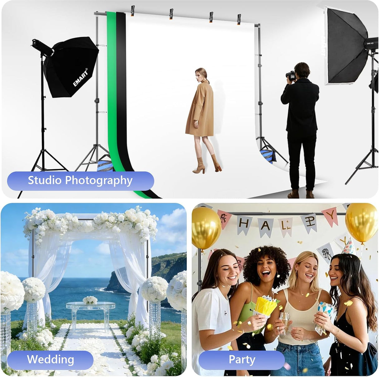 Backdrop stand kit adjustable frame