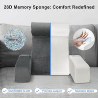 Reading Pillow,Back Pillow for Bed Sitting Up,Backrest Support Pillow with Arm and Large Pockets,Bed Chair for Reading,Gaming,Relaxing,Working or Watching TV in Bed&Floor