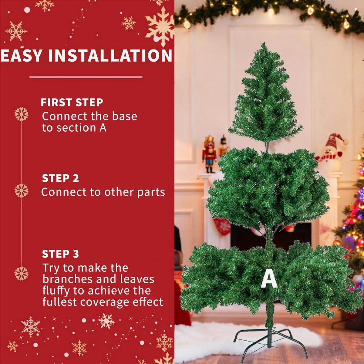 Pop-Up Artificial Christmas Tree with 10 m LED Lights